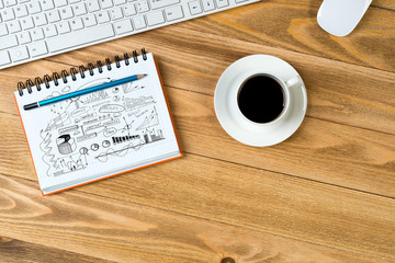 Business workplace with stuff