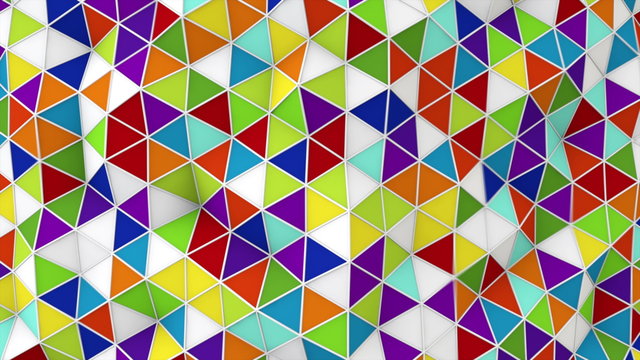 colorful 3D render polygonal surface waving seamless loop
