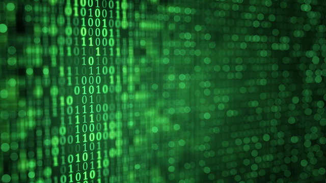 green digital binary data close-up shallow DOF loop 4k (4096x2304)
