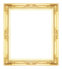 antique golden frame isolated on white background, clipping path