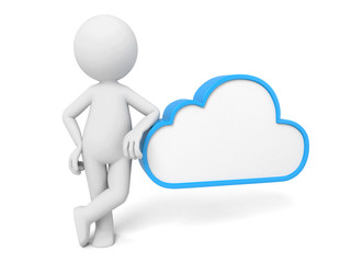 3D guy and a cloud data symbols