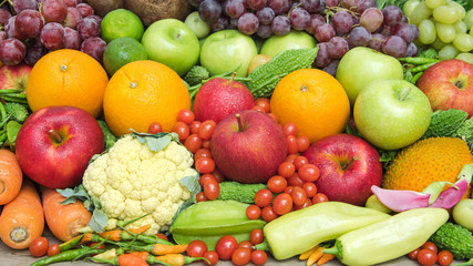Tropical fresh fruits and vegetables organics for healthy