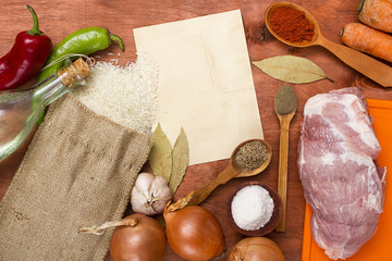 Products for pilaf with meat