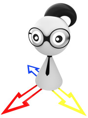 Businessman with glasses and tie with arrow
