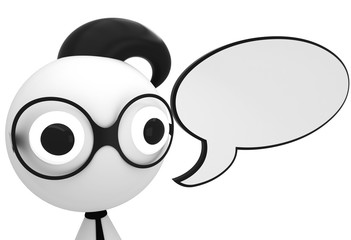 Businessman with glasses and tie with speech balloon