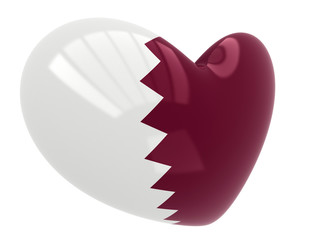 Qatar flag in heart shape isolated on white background