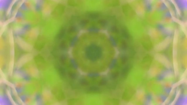 Summer circle mosaic macro texture with floral motif in green and sapphire colors. Stunning meditative and hypnotic nature background. Abstract fractal animation. Loopable. Full HD footage 1920x1080
