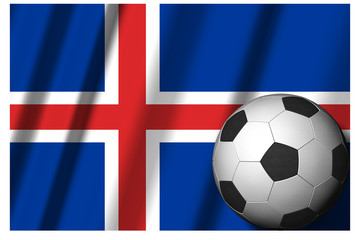 Obraz premium Calcio Europa_Islanda_001 Classica palla utilizzata nel gioco del calcio con, sullo sfondo, la bandiera nazionale. 