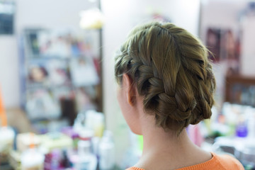 woman long braid hair creative styling bride hairstyle