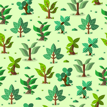 Trees seamless pattern background