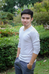 portrait of handsome young man, outdoor