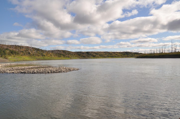 Northern shore of the river.