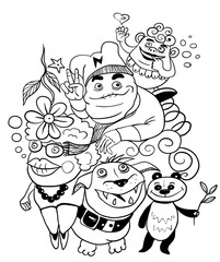 vector image of fairy-tale characters, sketch