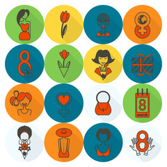 Womans Day Icon Set