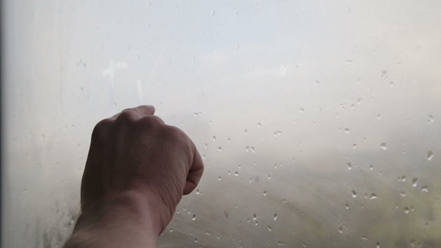 hand writing on window i love you