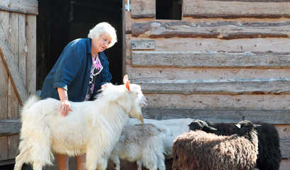 Woman farmer with goats