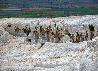 nature wonder Pamukkale stands in stark contrast to rural landsc