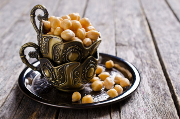 Grains of raw chickpeas