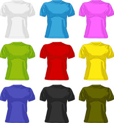 Set of colorful female t-shirts
