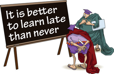 Funny wise men discuss inspirational motivational quote. It is b