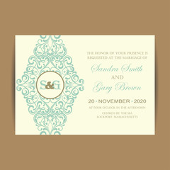 Wedding Invitation Card With Floral Background.
