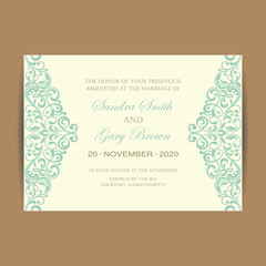 Wedding Invitation Card With Floral Background.
