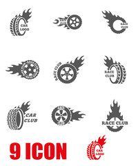 Obraz premium Vector black Racing labels icon set