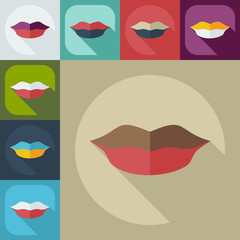 Flat modern design with shadow icons lips