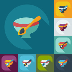 Flat modern design with shadow icons bowl