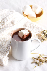 Obraz na płótnie Canvas hot chocolate drink with celebration decorations