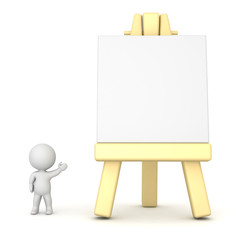 3D Character Showing Large Artsy Easel