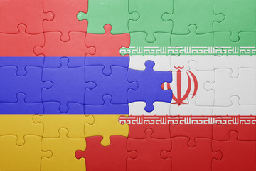 puzzle with the national flag of armenia and iran