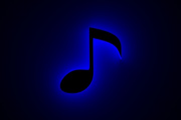 a musical note is presented in the form of a neon glow