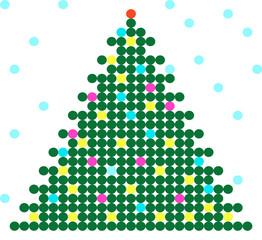 Christmas green tree with colorful toys, vector