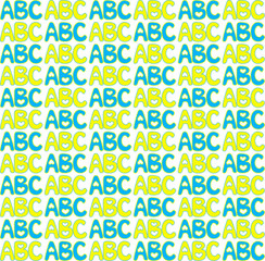 Yellow and blue ABC letters on white on white background, vector