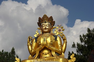 Fototapeta premium Budha statue in Swayambhunath Monkey temple , Kathmandu, Nepal.