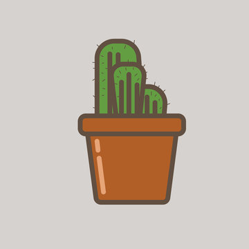 Cactus Pot Icon Logo