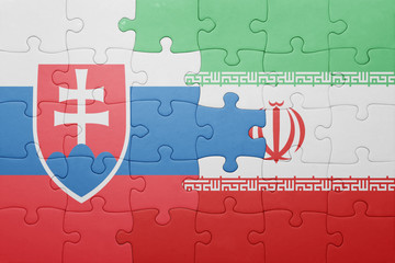 puzzle with the national flag of slovakia and iran
