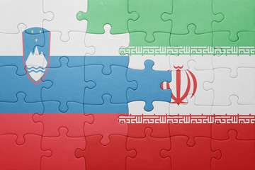 puzzle with the national flag of slovenia and iran
