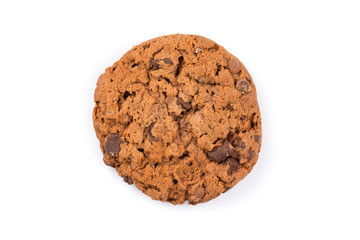 Chocolate chip cookie isolated on white