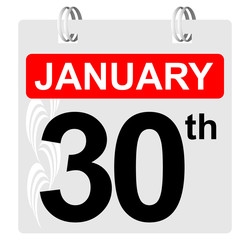 30th january calendar with ornament
