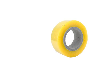 Rolls of packaging tapes on white background.