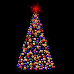 christmas tree with balls and star