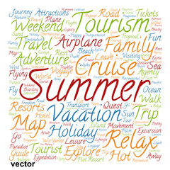 Vector conceptual tourism or travel  word cloud