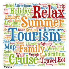 Vector conceptual tourism or travel  word cloud