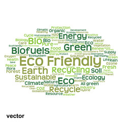 Vector conceptual ecology word cloud isolated