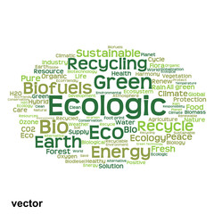 Vector conceptual ecology word cloud isolated