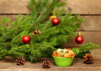 Christmas Homemade Muffins with candied fruit