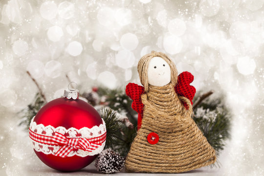 Christmas decoration with handmade angel