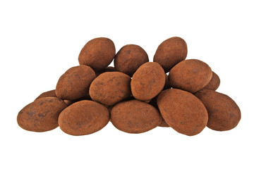 Chocolate truffle isolated on white background